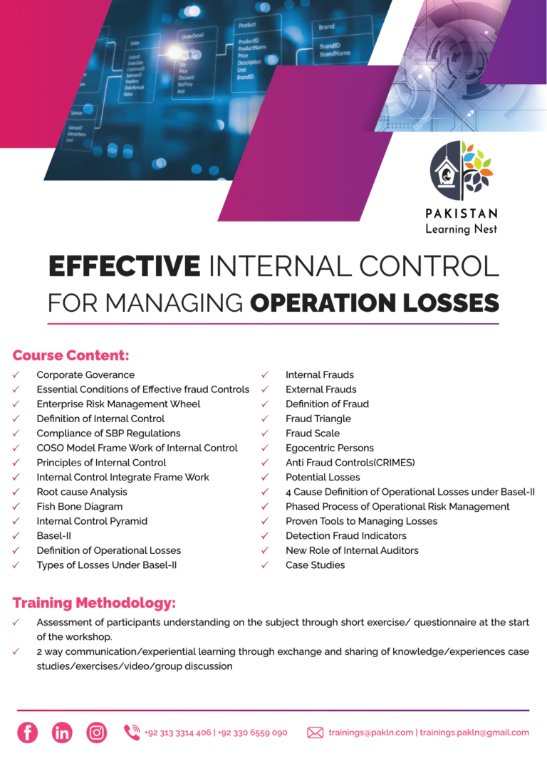 Effecting internal control for managing operation losses copy (2)-2